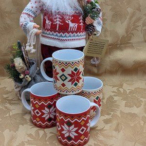 German Mugs Waechtersbach  Set of 4 Pattern Inspired By Scandinavian Sweaters